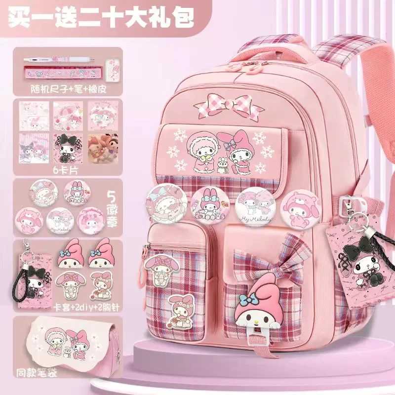 Sanrio Cinnamoroll Schoolbag Cartoon Kuromi Bag Burden Reduction Lightweight High Capacity Children Backpack School Supplies w250714