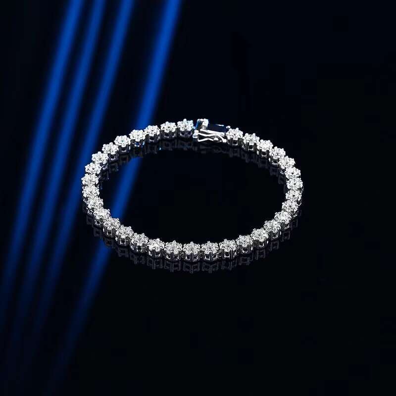 High Carbon Diamond Bracelet for Girls Ins Niche Design High-end S925 Sterling Silver Inlaid with 5A Zircon Tennis Bracelet