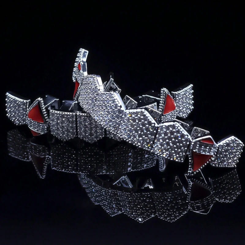 HipHop Fangs Shape Iced Out Teeth Hip Hop Top Bottom Grills Dental Mouth Punk Caps Cosplay Party Jewelry Gift 250613