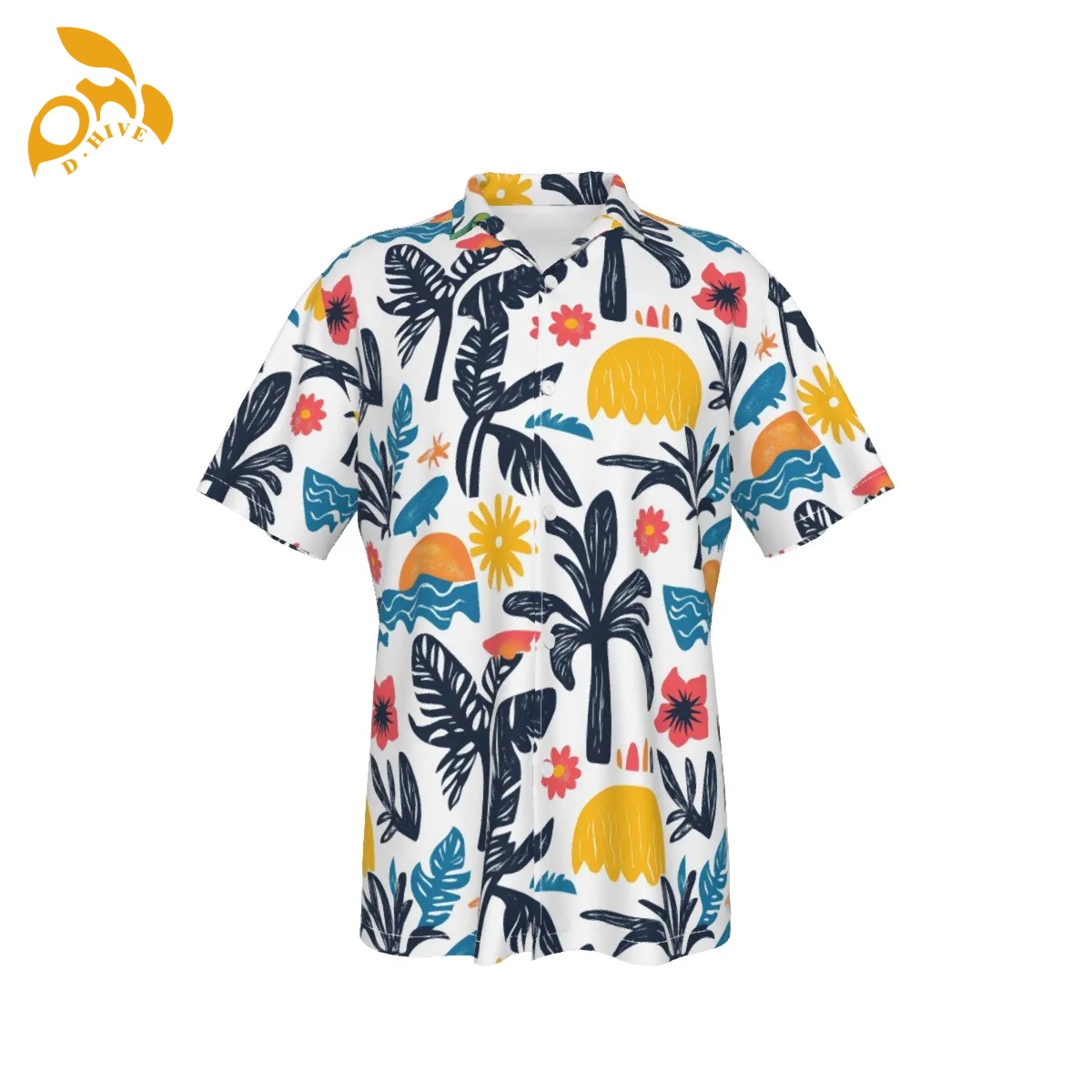free shipping of customized new All-Over Print Men's Hawaiian Shirt With Button Closure Customize patterns