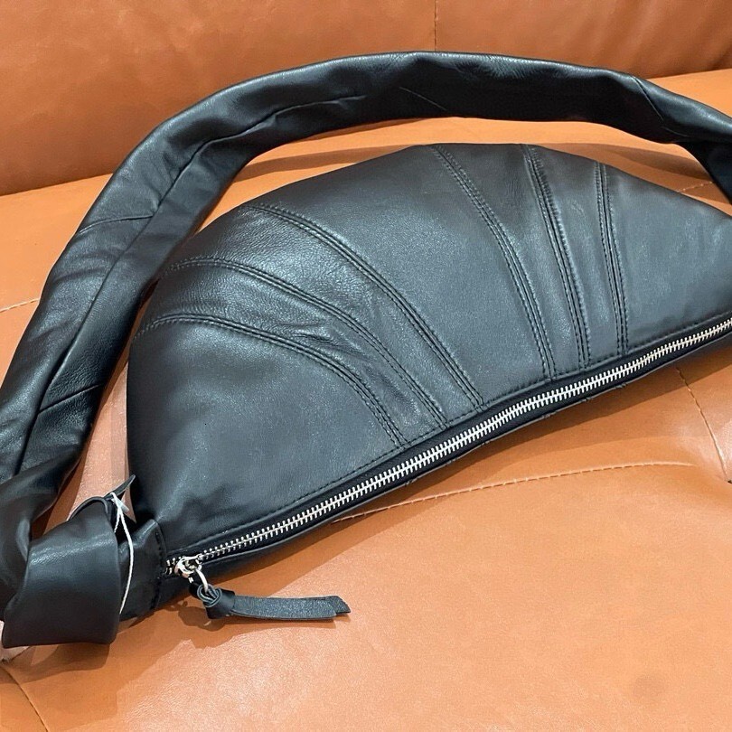 Free Shipping French Genuine Leather Women's Handbag Sheepskin Croissant Slanted Body Designer Luxurious Lazy Style Shoulder Bag Dumpling Bag