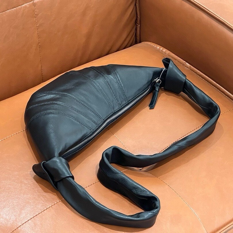 Free Shipping French Genuine Leather Women's Handbag Sheepskin Croissant Slanted Body Designer Luxurious Lazy Style Shoulder Bag Dumpling Bag