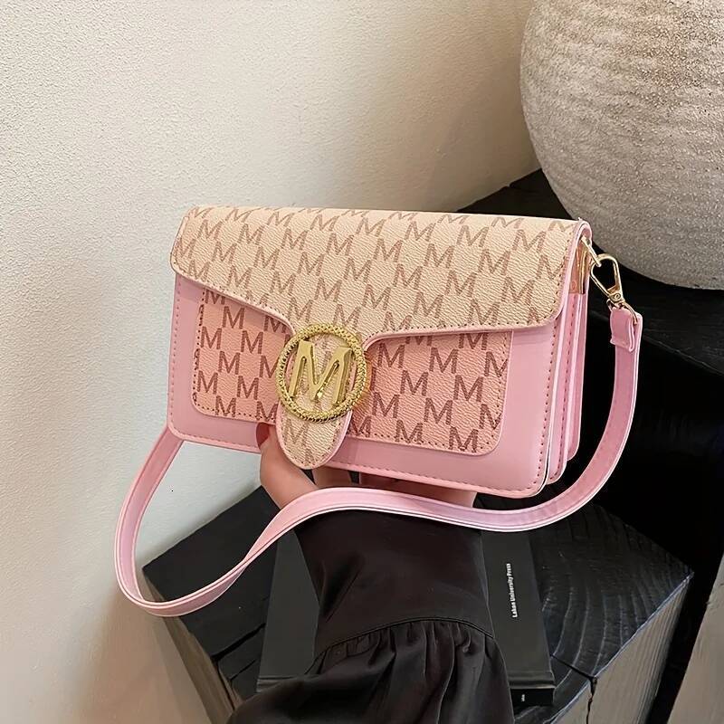 DHGM DHGM Women's Letter Print Small Square Retro Sweet Fashionable Shoulder Crossbody Bag