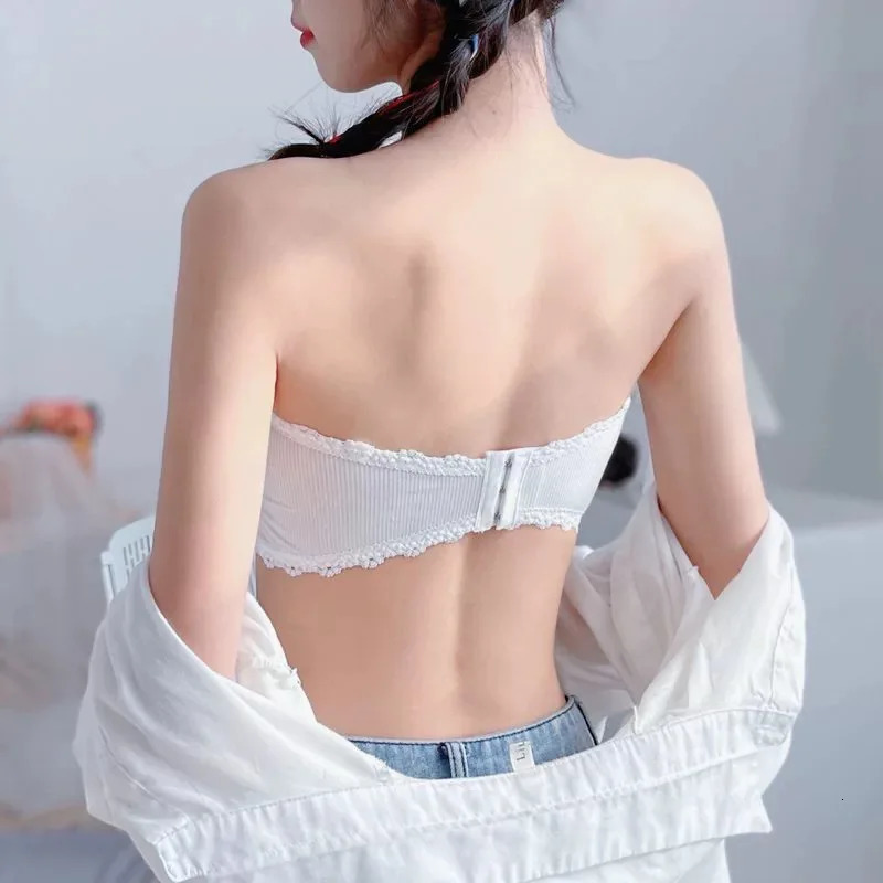 Lace Strapless Bra Women Sexy Tube Top Invisible Push Up Bralette Lady Seamless Underwea Lingerie Summer Chest Wraps Crop Tops 250609