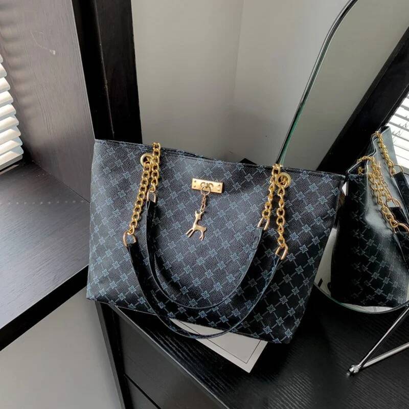DHGM DHGM New Presbyopia Handbag Texture Soft Leather Large Capacity Tote Women With Hanging Accessories Shoulder Bag