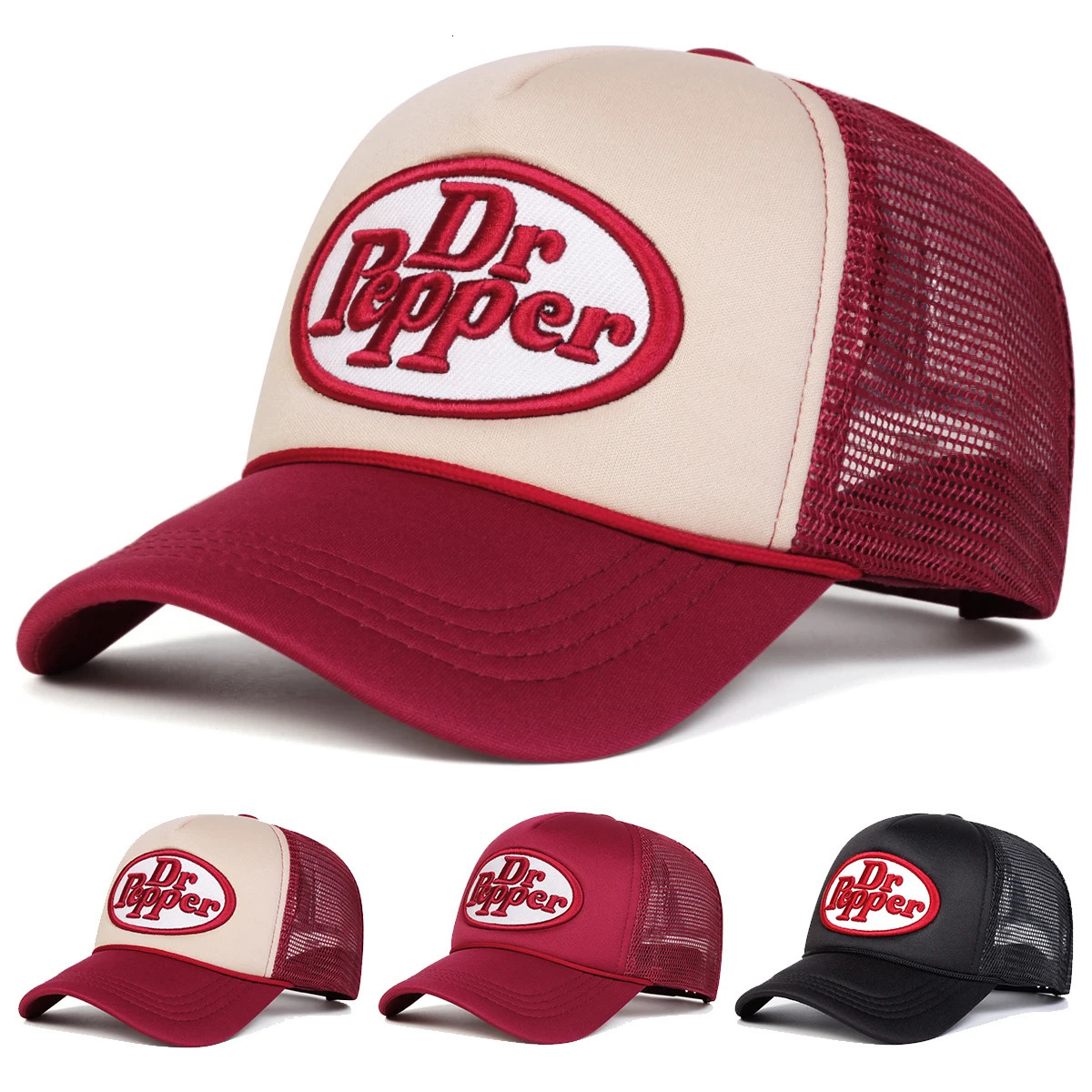 Unisex Dr Prpper Letter Embroidery Baseball Net Caps Spring Summer Outdoor Sunscreen Hat Adjustable Casual Trucker Hats 250610