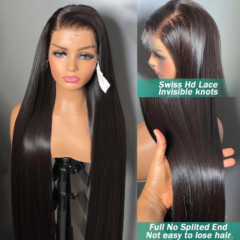 200 High Density Straight Human Hair Wigs 13x4 HD Lace Front Wig Wear And Go Brazilian 30 36 Inch 360 Full Lace Frontal Human Hair Wig For Wemon