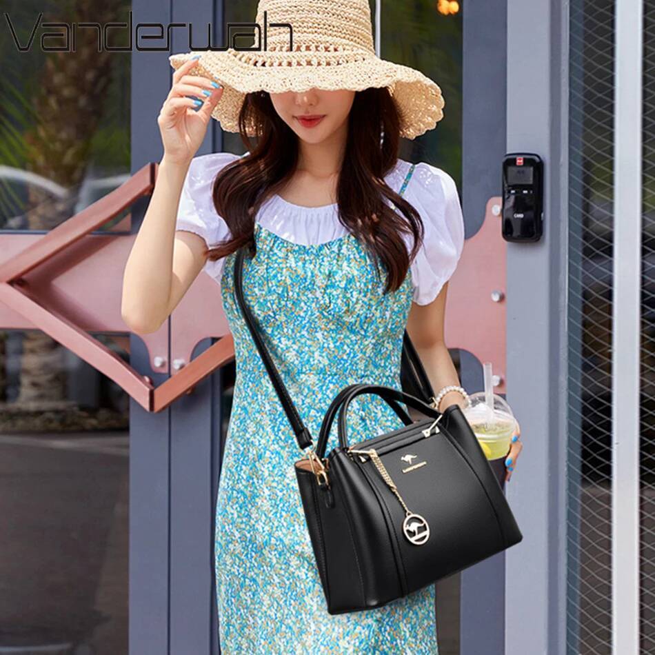 DHSM 2024 Women Designer 3 Layers Shoulder Crossbody Sac Ladies Large Capacity Leather Handbags Shopper Brand Messenger Totes
