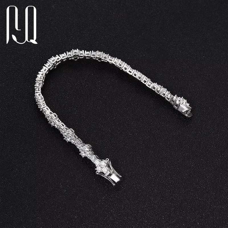 PYQ 925 Sterling Silver Diamond Tennis Bracelet 3mm Hip Hop Style VVS Moissanite Cross Bracelet Wholesale Price