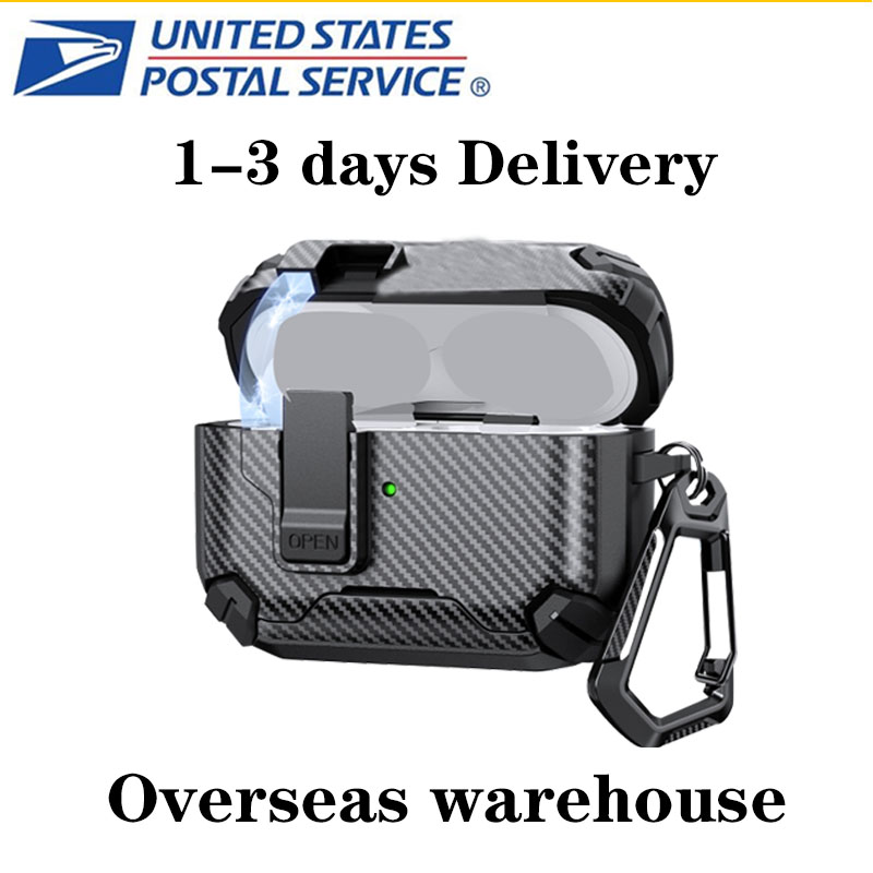 US stock compatible with case For AirPods Pro 2 4 3 headphone accessories TPU carbon fiber shockproof protective case wireless charging stand Earphone set