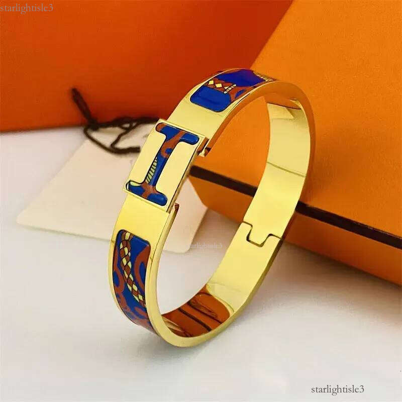 Bangle Luxury enamel H bracelet designer fashionable couple bracelet for women titanium steel jewelry brand classic cuff bracelet 10f