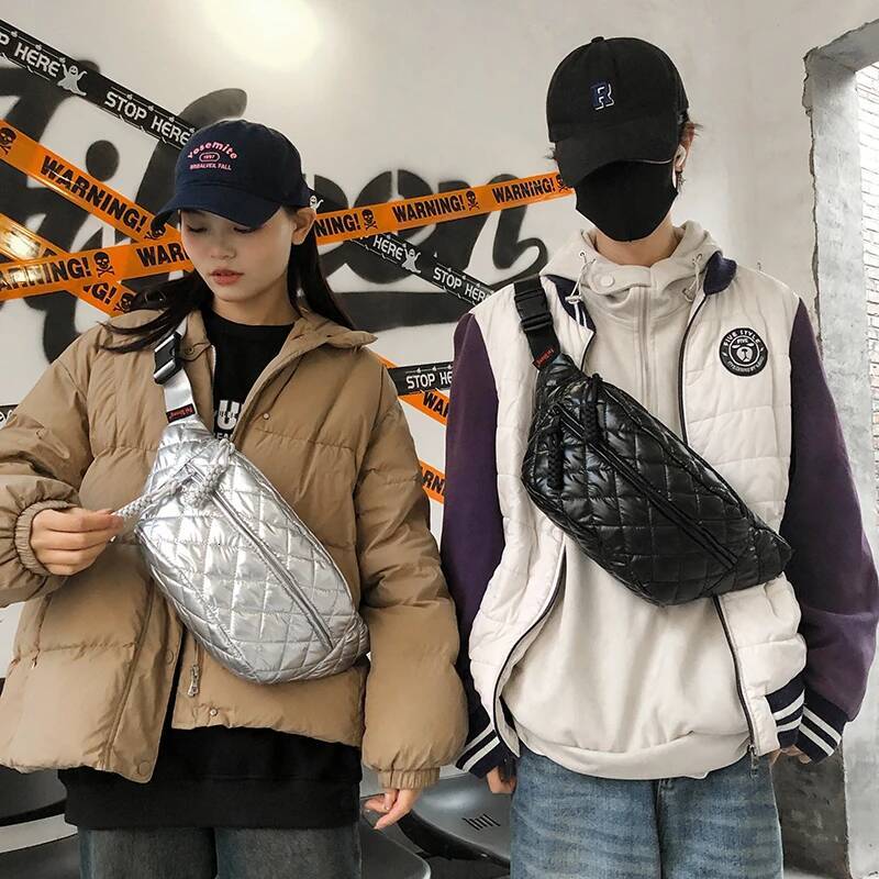 DHGM 2024 Winter Down Waist Ladies Fanny pack Phone Pack Brand Designer Female Belt Bag Casual unisex Crossbody Chest Bags