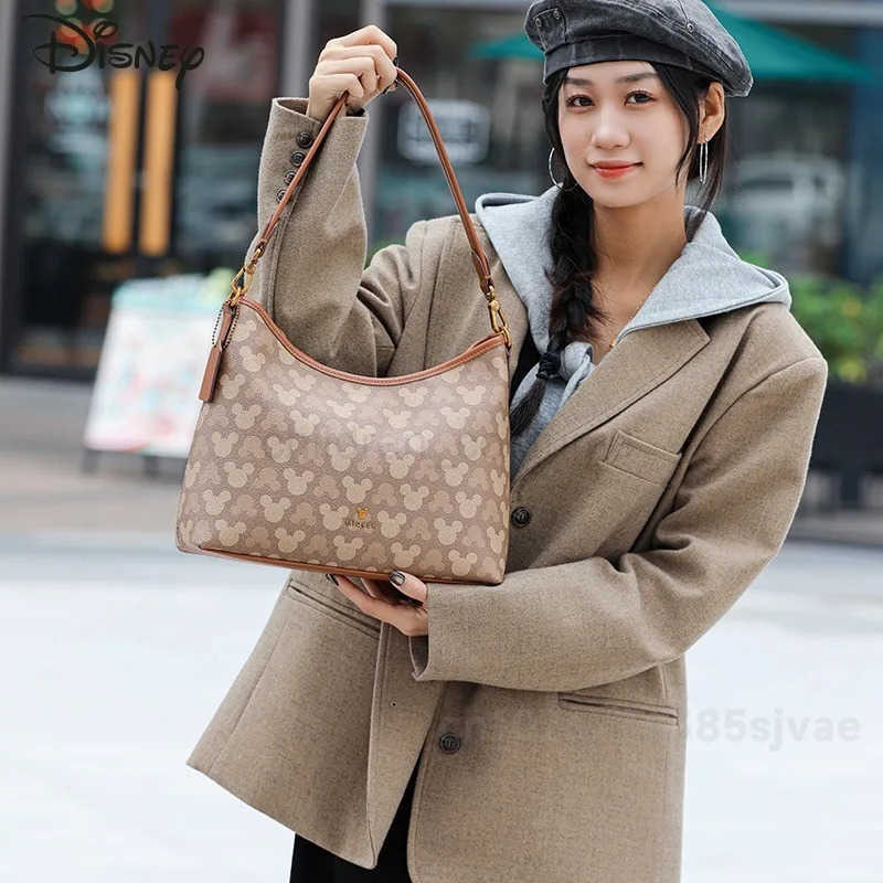 DISNEY Mickey Original 2025 New Womens Handbag Fashion High Quality Womens Shopping Bag Cartoon Large Capacity Womens Shoulder Bag W250620