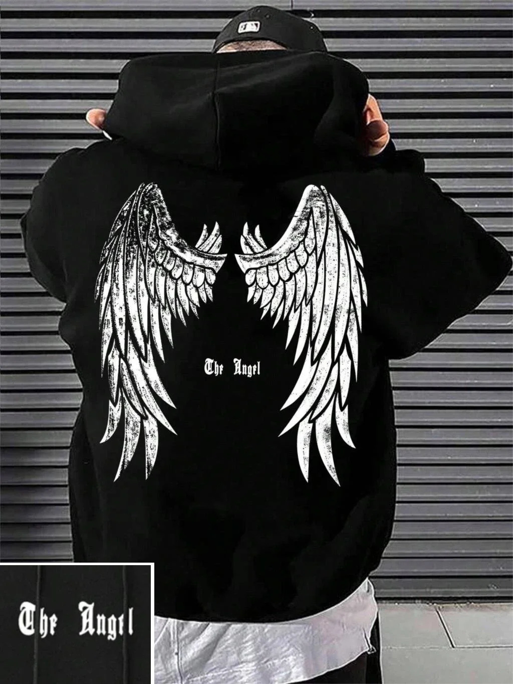 Angel Wings Printed Mens hoodie o collar all match loose sweatshirt fashion basic daily comfort fall wear 250614