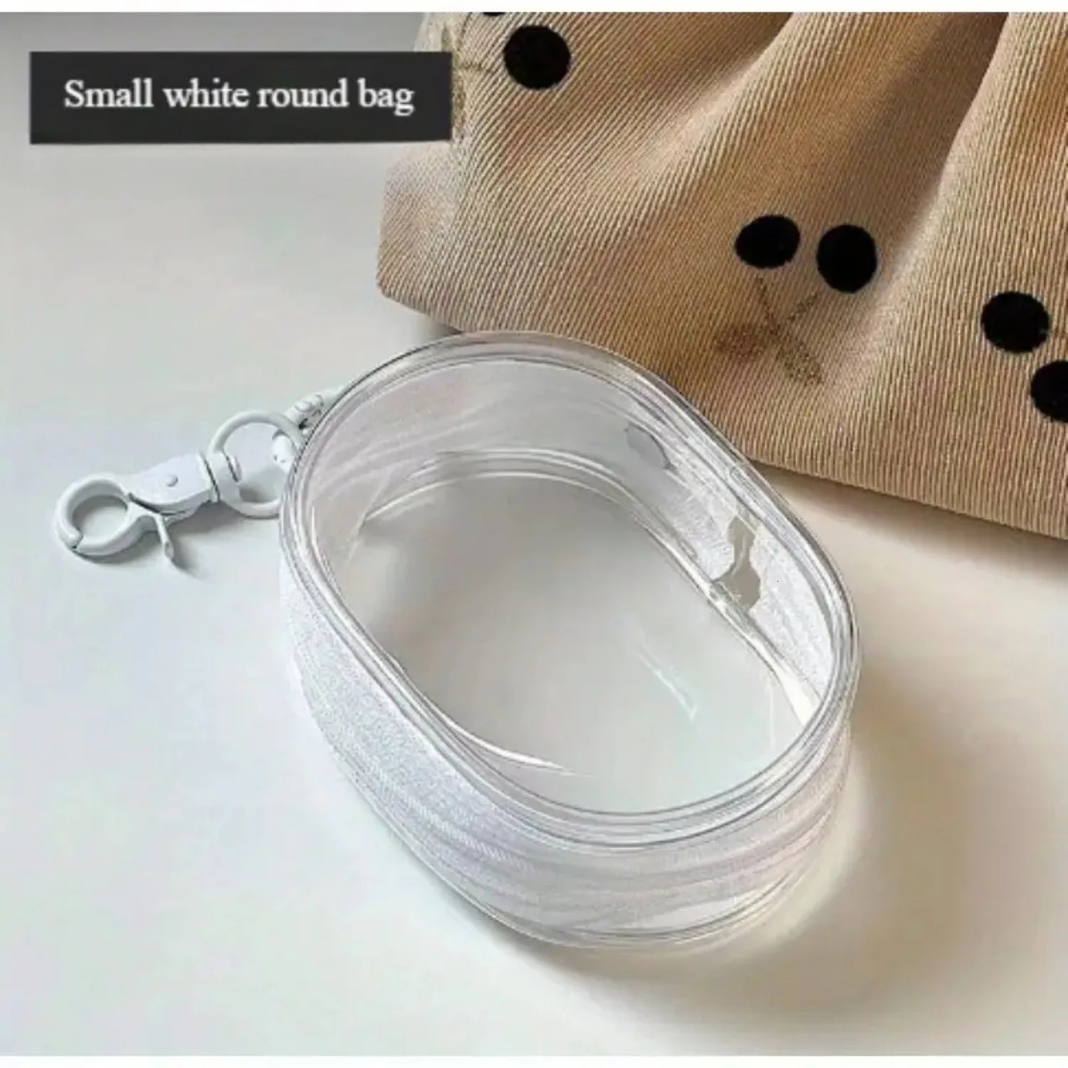 Round Black PVC Transparent Cosmetic Bags Jewelry Organizer Portable Data Cable Earphone Coin Charger Storage Pouches 250612