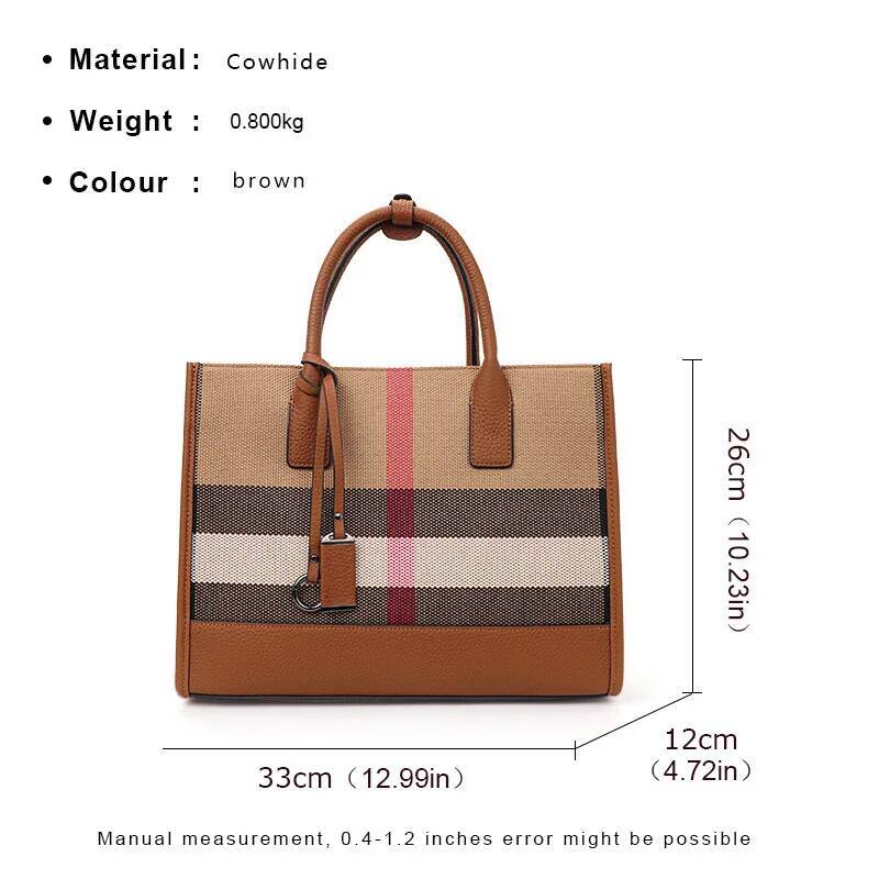 DHSM Fashion Plaid Canvas Women's Designer Tote Handbag Classic Versatile Large Capacity Shoulder Crossbody Bags For Women Bag