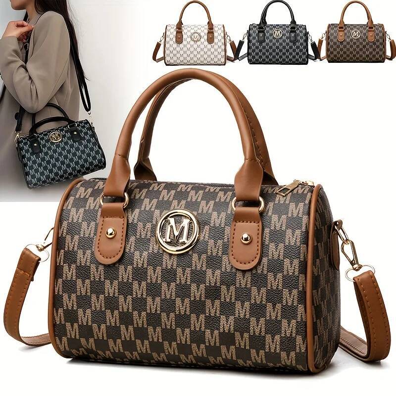 DHGM DHGM Women's Small Shoulder Crossbody Bag with Golden "M" Design, Synthetic Faux Leather Purse for Work, Travel, Parties & Gifts
