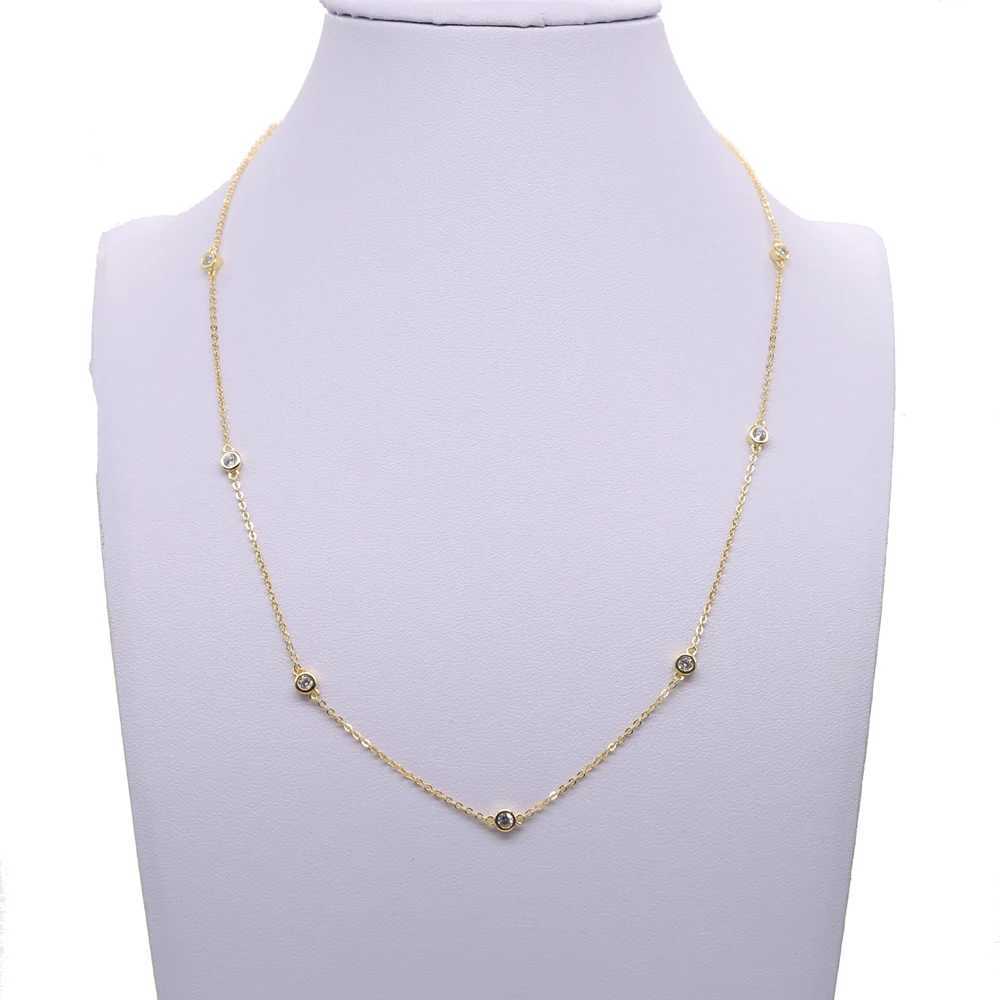 Basic 925 Sterling Silver CZ Station Chain 18 Bezel 3mm CZ Link Chain Necklaces XJ250620