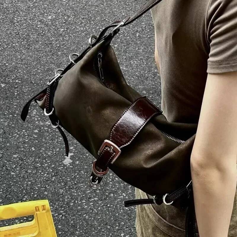 DHGM Vintage Korean All Match Streetwear Handbags Fashion Grunge Casual Shoulder Y2k Aesthetic Ins Simple Crossbody Bags Trendy