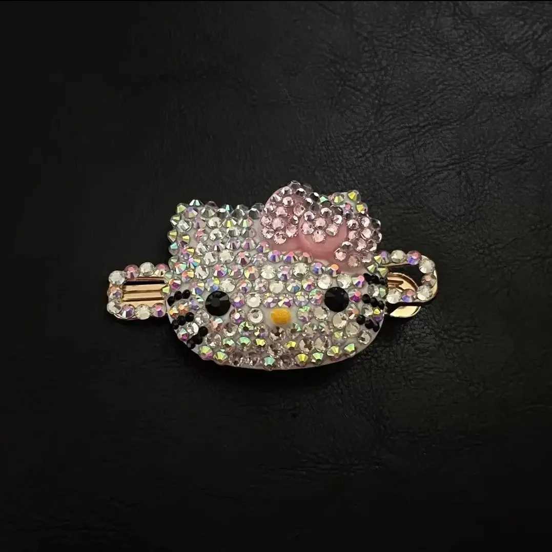 Sanrio kawaii Hello Kitty Hairpin Anime Kt Shiny Rhinestone Hair Clip Y2K Girls Barrettes Accessories Hair Clip Hairgrip Headdress Giftw250620