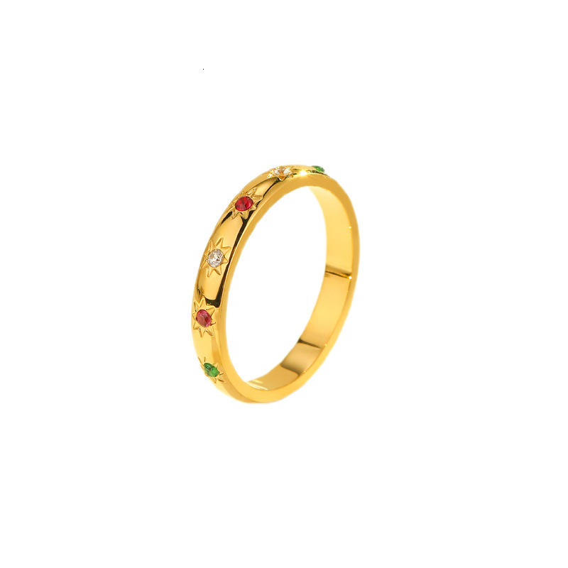 Wedding Rings Retro French colored zircon steel ring simple summer ring for women Silver Ring 230808