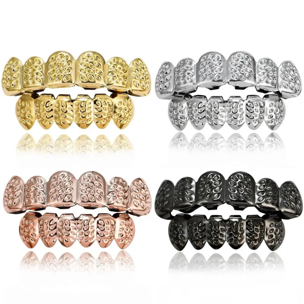 Cosplay Party Gold Silver Hip Hop Teeth Top Bottom Mouth Metal Plated Dental Braces Jewelry Halloween 250613