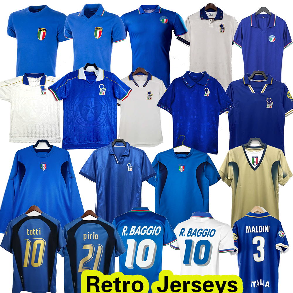 1994 1995 1996 italy Retro Soccer Jerseys 1998 2006 R.BAGGIO DEL PIERO TOTTI PIRLO ZOLA MALDINI Home Away Classic Vintage MEN kids kit LONG Camiseta de Football Shirts