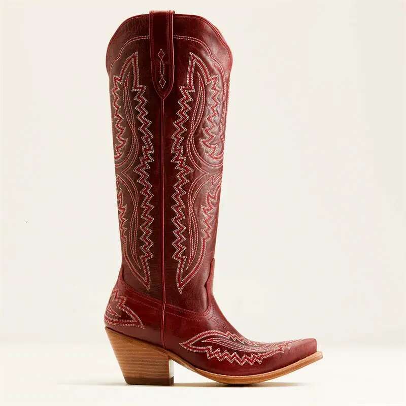 Pointy Cowboy Boots: Ladies Tall Western Boots, Height Increasing Fashion Boots with Sharp Point and Thick Heel for Women