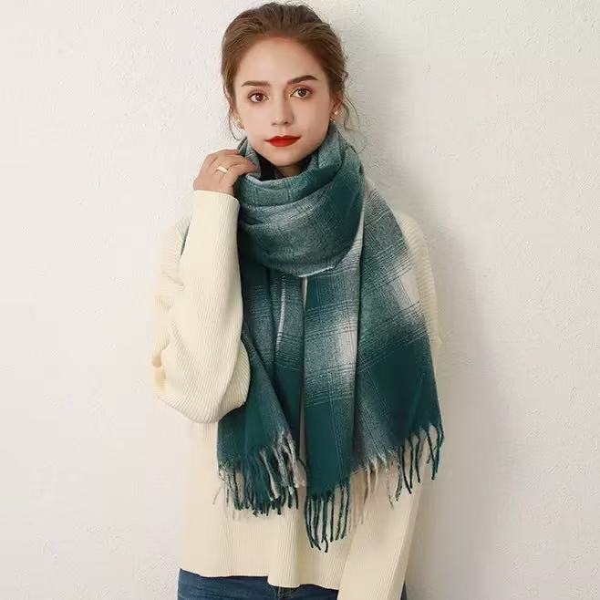 T1014 scarf European and American cashmere plaid scarf female autumn and winter new Japanese and Korean all-match shawl neck scarf