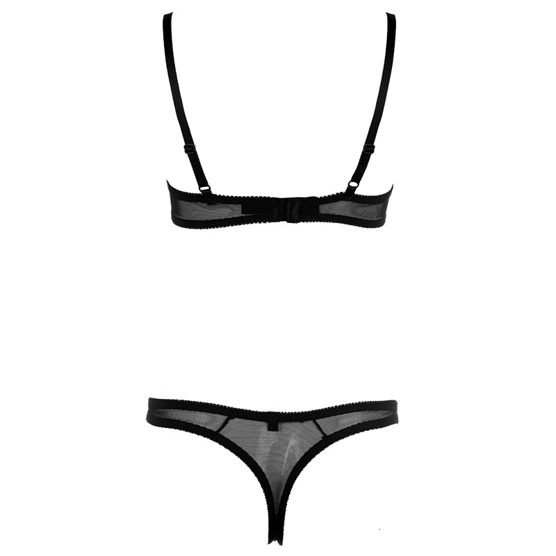 Sexy Lingerie Open Bra Crotchless Rose Lace Embroidery Bra with Panties Suit Women Sexy Underwear Set Lenceria Femenina S18101509
