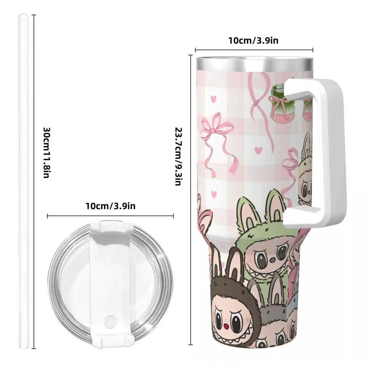 Stainless Steel Tumbler Labubu Cartoon Car Mugs With Straws Travel Water Bottle Heat Preservation Large Capacity Thermal Cups T250620