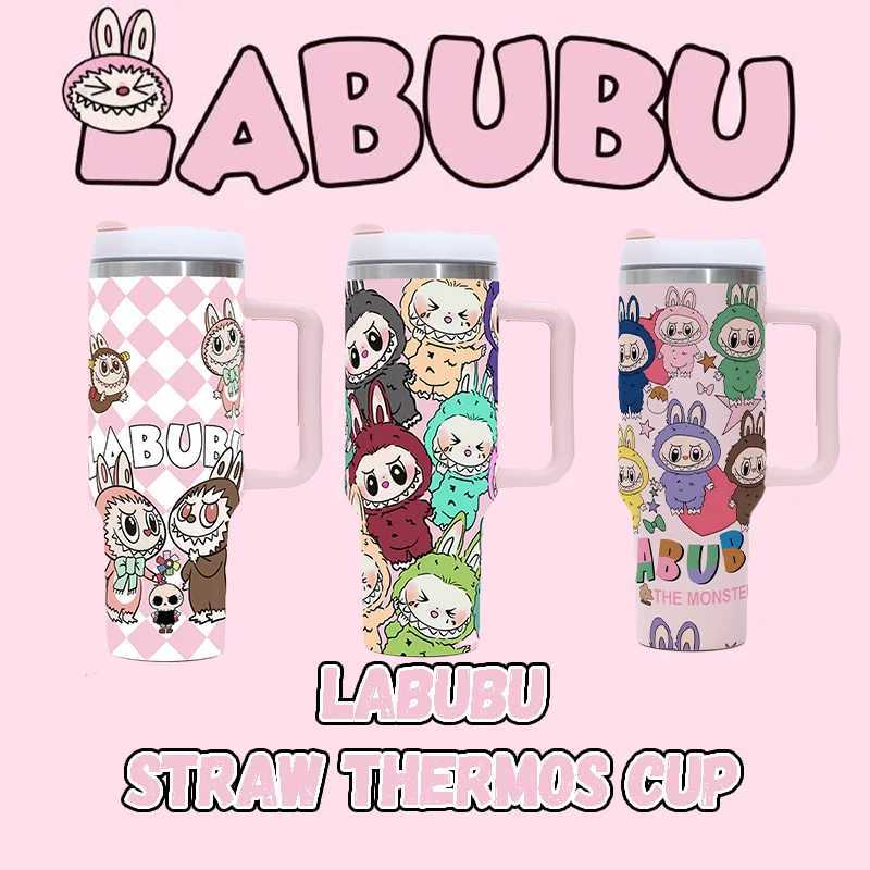 New Labubu 40Oz Stainless Steel Drum Type Tibial Drive Insulated Cup with Straw and Lid Large Capacity Car Cup for Outdoor T250620