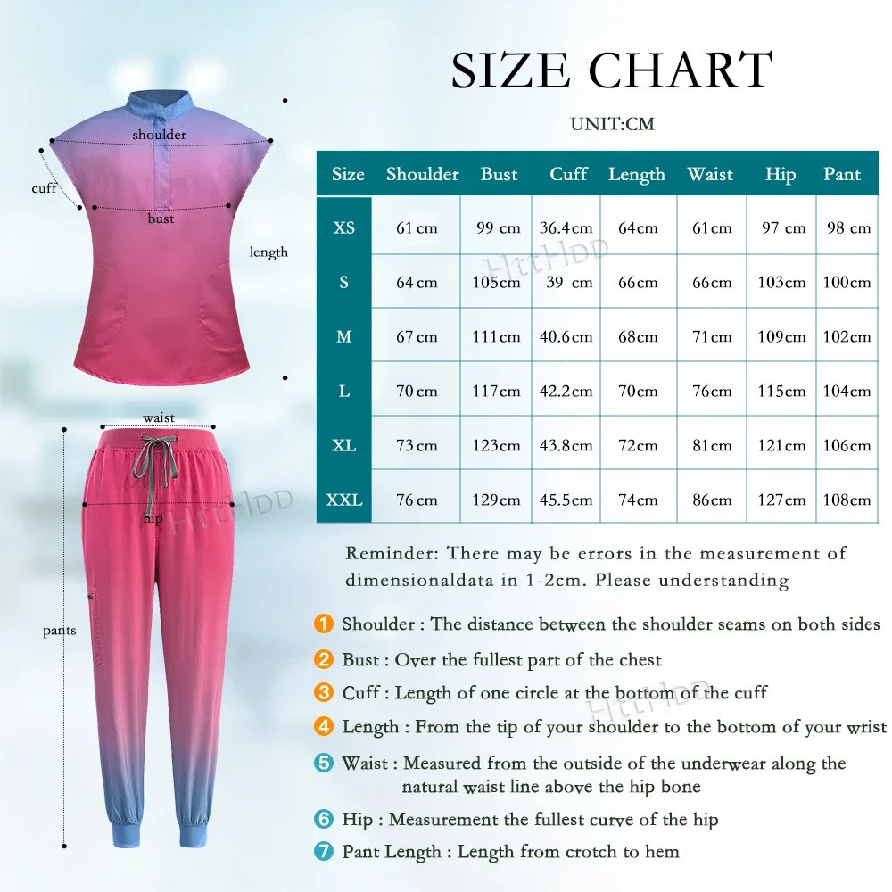 Niaahinn Scrub Hospital Nurse Scrubs Top Pants Sets Unisex Womens Beauty Salon Gradient Color Scrubs Uniforms Wholesale 250619