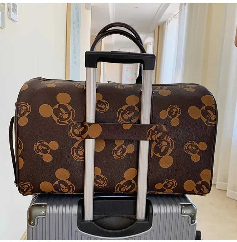 Disney New Mickey Luggage Bag PU Plaid Travel Bag Portable Baby Storage Waterproof Leisure Travel Large Capacity Travel Bag W250620