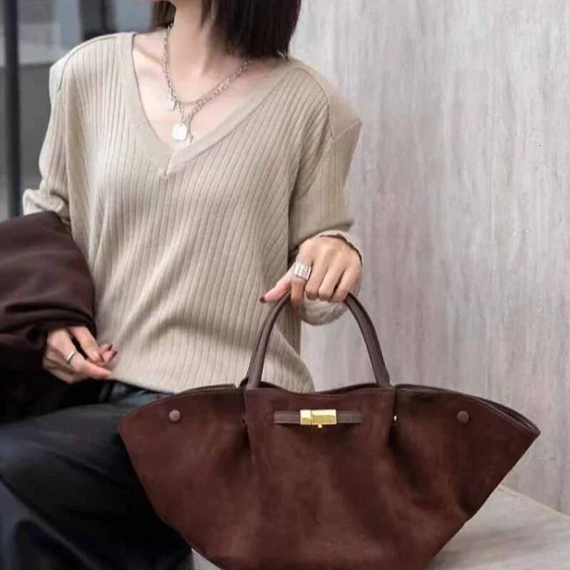 DHGM High Quality Faux Suede Tote Bag For Women Designer Handbags Purses In Vintage Large Capacity Shoulder original brand bag
