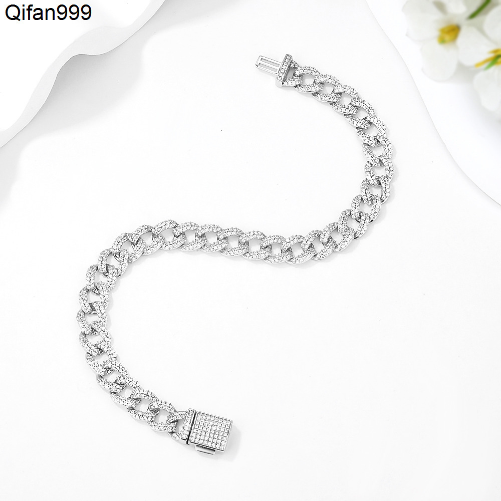 Hot Sale Wholesale High Quality Mens Cuban Chain Trend Hip Hop Style Sterling Silver 925 Cuban Chain Fashion Bracelet Jewelry