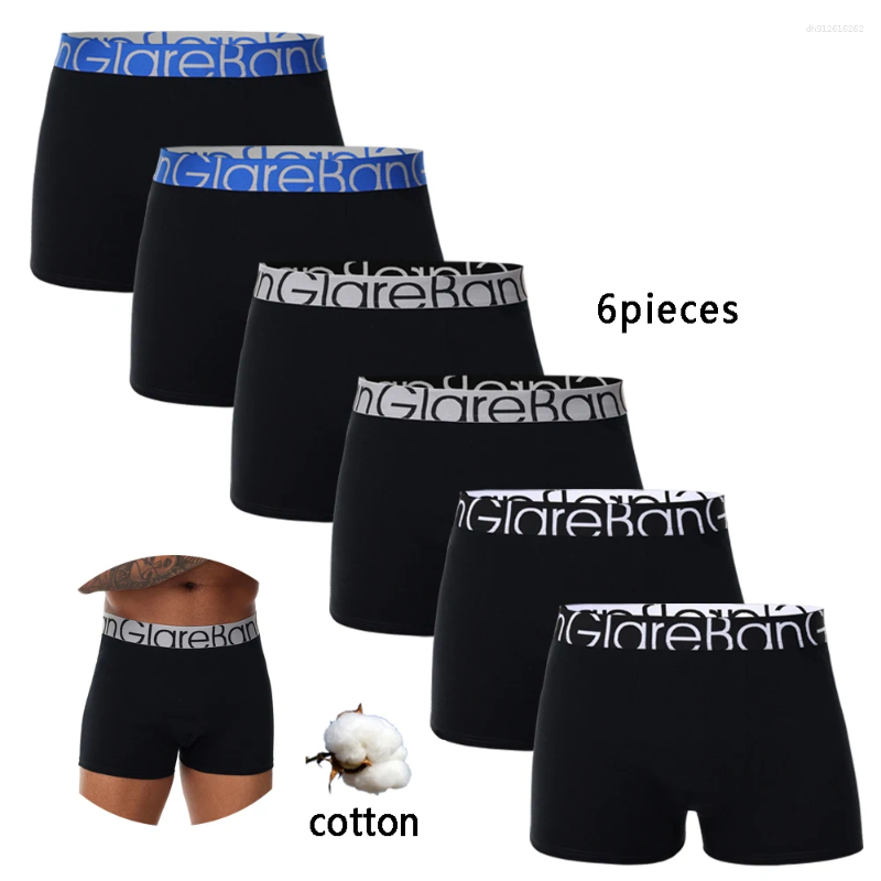Underpants 6pcs Pack Black Cotton Boxer Shorts Men Underwear Soft Male For Homme Comfortable Boxershorts Slips Panties