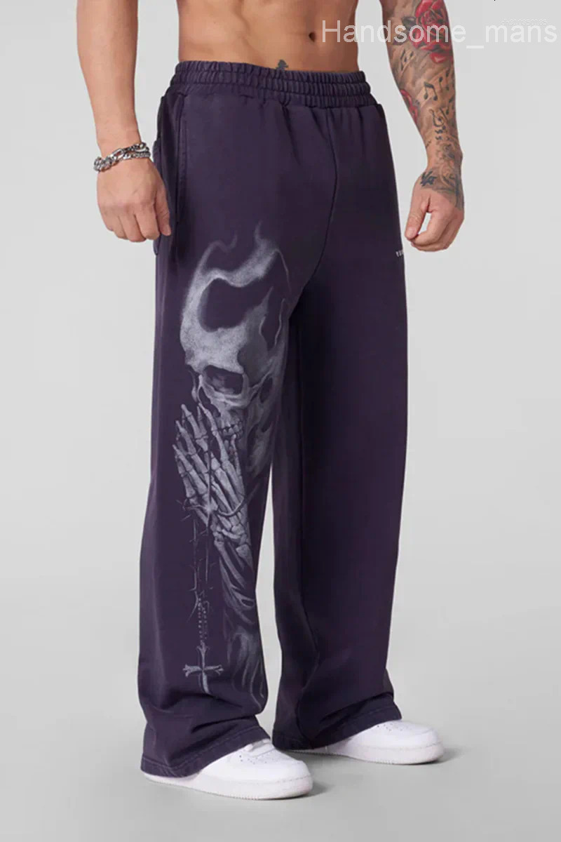 Mens Pants 2025 Men Summertime Style American Trendy Sweatpants Anime Joggers Print Wide-leg Casual Hip-hop Street