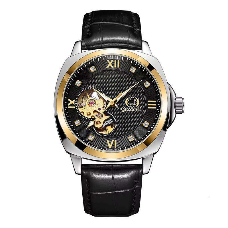 DHgadgets Amel Mechanical Skeleton Automatic Phase Men's Business Waterproof Moon Watch