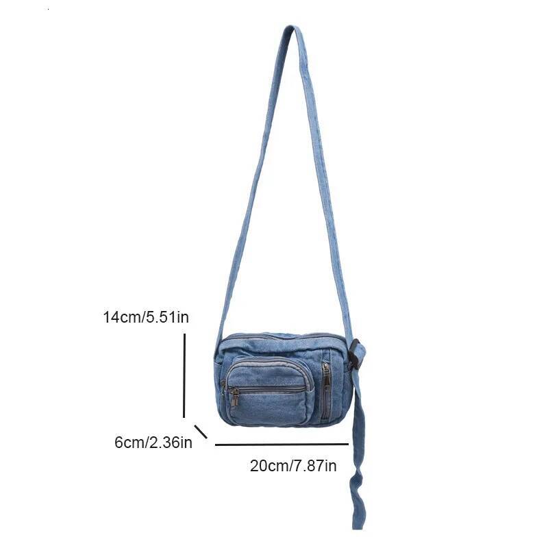 DHGM Classic Denim Multi Pocket Casual Small With Adjustable Shoulder Straps Zero Wallet Solid Color Fun Crossbody Bag
