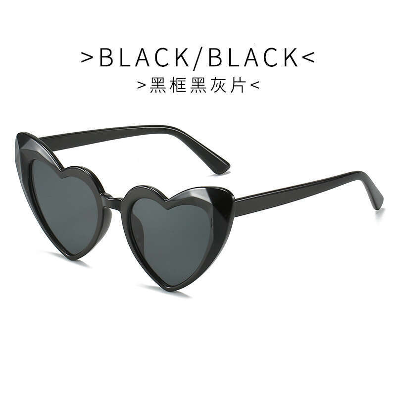 Fashionable Cut Surface for Women Candy Color Heart Shape Unique Trendy Sunglasses Glasses