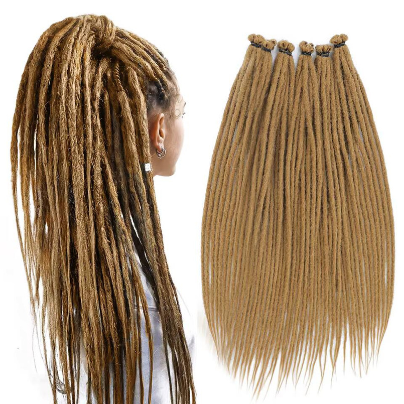 Long Soft Natural Artificial Dreadlock Crochet Braids Synthetic Handmade Dreadlocks Hair for Women and Men 10 Roots Per Pack