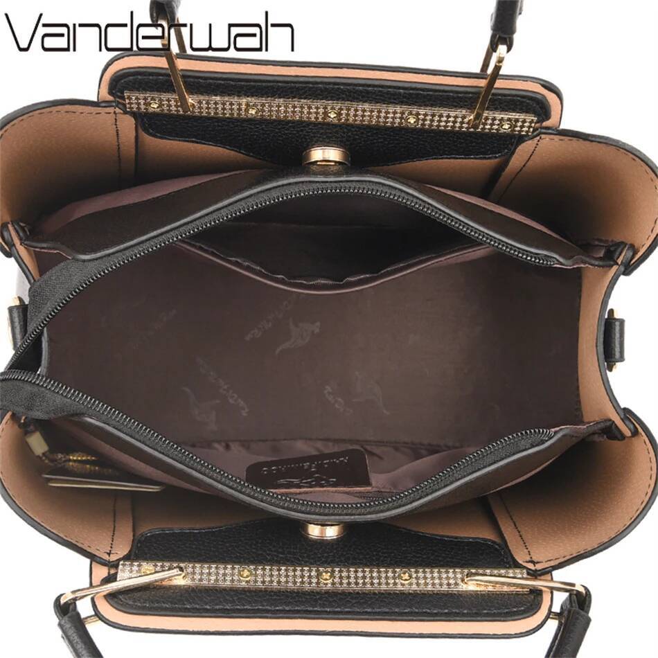 DHSM 2024 Women Designer 3 Layers Shoulder Crossbody Sac Ladies Large Capacity Leather Handbags Shopper Brand Messenger Totes