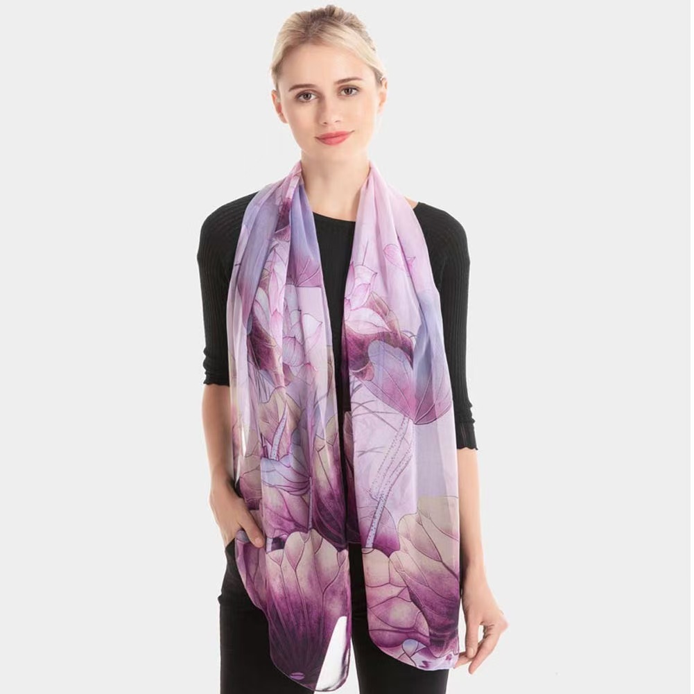 K1076 Women's Scarf Lightweight Printed Pattern Shawl Fashion Floral Sunscreen Shawl Soft Smooth Lightweight Comfortable Gauze Scarf