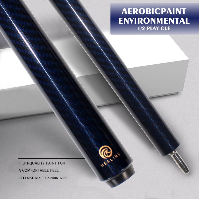 OKHEALING 1/2 Split Pool Cue Stick Carbon Fiber Billiard Cue 12.4mm Black Pigskin Tip Uni-loc Pin / 3Teeth Joint 1474mm/58inch Weight Adjust 19-20oz B