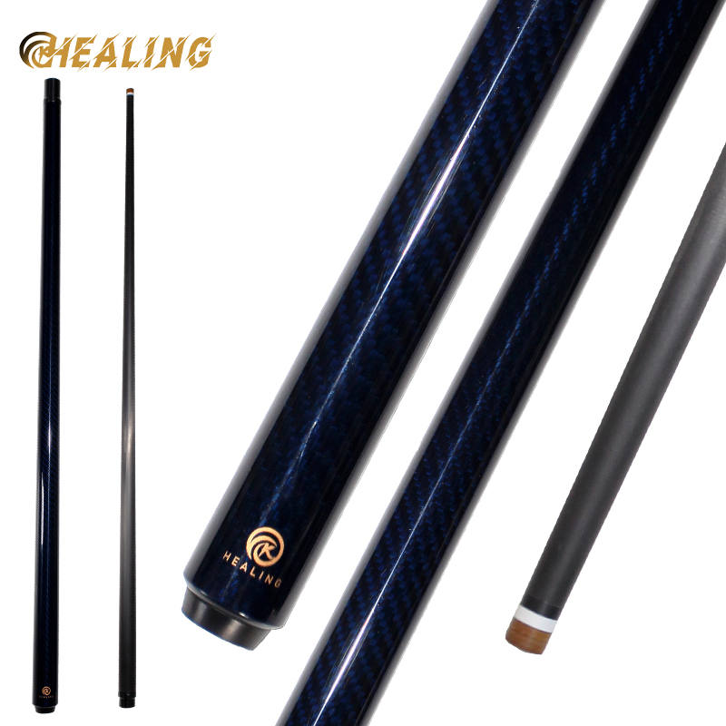 OKHEALING 1/2 Split Pool Cue Stick Carbon Fiber Billiard Cue 12.4mm Black Pigskin Tip Uni-loc Pin / 3Teeth Joint 1474mm/58inch Weight Adjust 19-20oz B