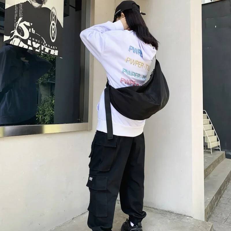 DHGM Workwear Bags for Women Messenger Female Dumpling Black College Student Large Capacity Shoulder Bag Bolsa Feminina