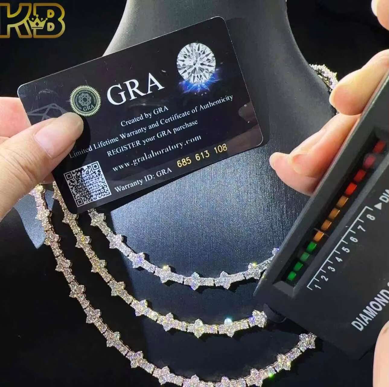 Hip Hop Style Diamond Vvs Moissanite Chain 925 Trends Fashion Iced Out Sterling Silver Tennis Necklace