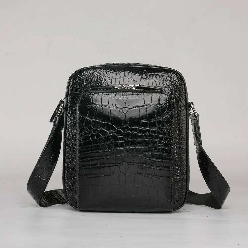 2024 New Fashion Crocodile Leather Men's Crossbody Business Leisure Outdoor Travel Large Capacity Shoulder Bag 45