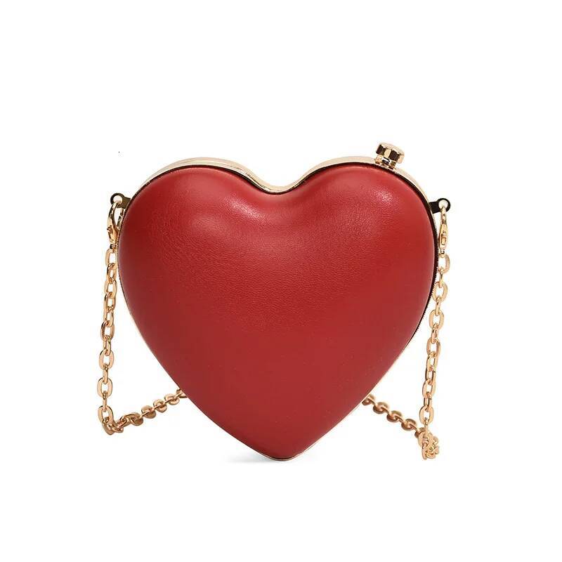 DHSM Heart Shaped Fashion Clutch Evening Female Designer Shoulder Bag High-Grade Wedding Party Lovely Mini Chain Purse